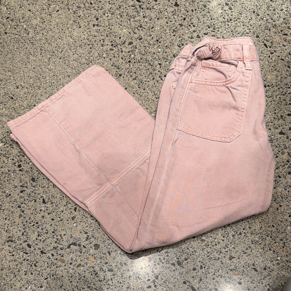 Light Pink High-Waist Wide Leg Jeans